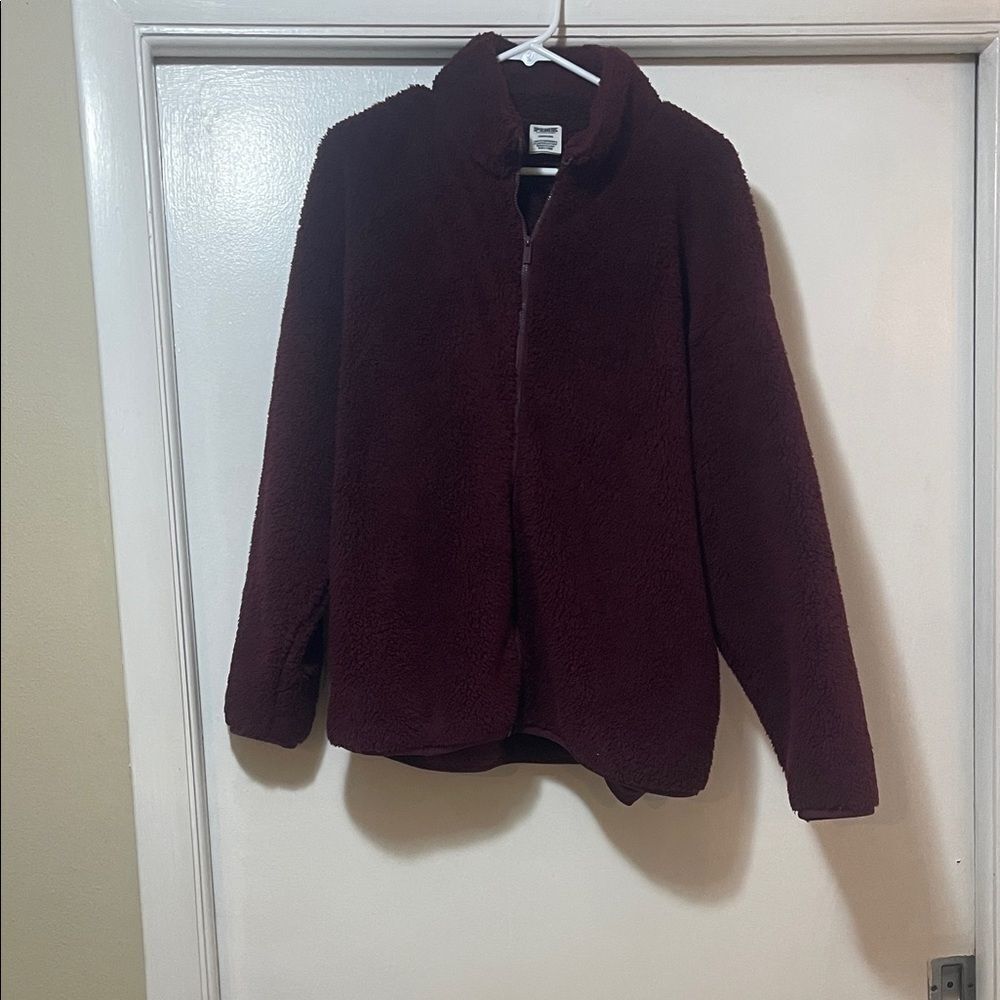 PINK Victoria's Secret Deep Maroon Fleece Jacket large